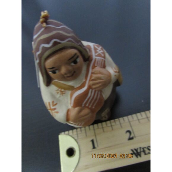 Peruvian Clay art bell ten thousand villages handmade guitar player folk art - Picture 7 of 7